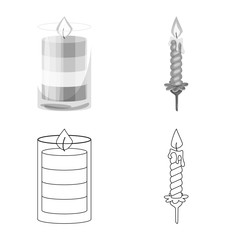 Isolated object of relaxation and flame icon. Set of relaxation and wax stock vector illustration.