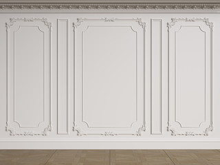 Classic interior wall with mouldings