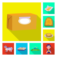 Vector design of creamy and product sign. Set of creamy and farm vector icon for stock.