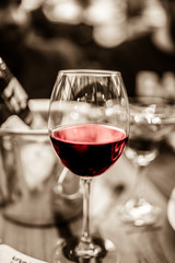 monochrome black and white red wine served romantic joyful table for special days