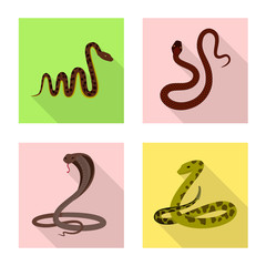 Vector illustration of skin and reptile symbol. Set of skin and danger vector icon for stock.
