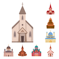 Vector design of religion and building symbol. Collection of religion and faith vector icon for stock.