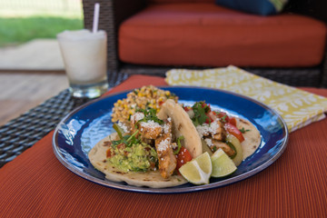 Assembled Fajitas with Mexican Street Corn