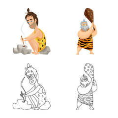 Isolated object of evolution and prehistory logo. Collection of evolution and development stock symbol for web.