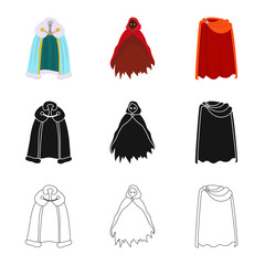 Vector illustration of material and clothing icon. Set of material and garment stock vector illustration.