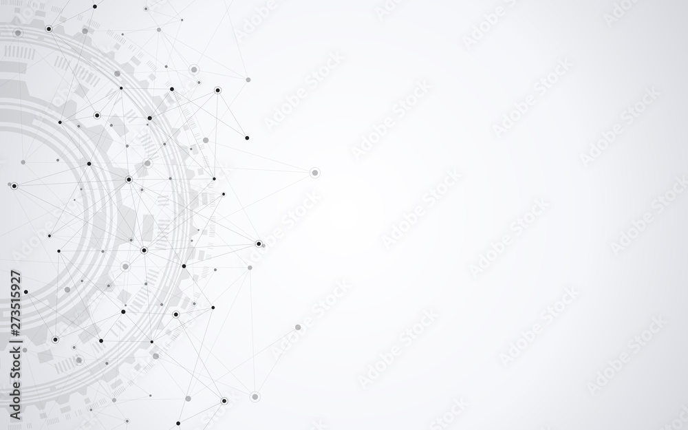 Poster abstract plexus background with connecting dots and lines. global network connection, digital techno