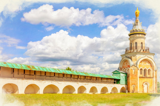 Torzhok. Novotorzhsky Borisoglebsky Monastery. Imitation of the picture