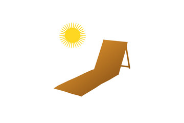 sun and deckchair icon isolated on with background