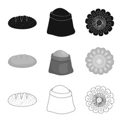 Vector illustration of cornfield and vegetable symbol. Set of cornfield and vegetarian vector icon for stock.