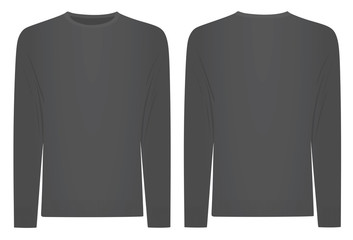 Grey sweater. front and back side. vector illustration