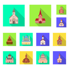 Fototapeta premium Vector illustration of cult and temple symbol. Set of cult and parish stock symbol for web.