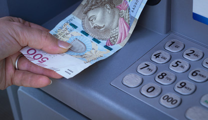 Polish money withdrawn from an ATM