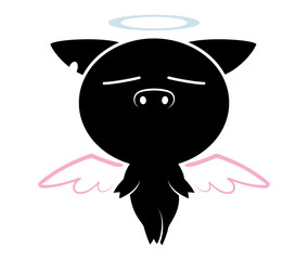 Illustrations of pig action logo on white background, Animals vector of isolated a cute pig icon