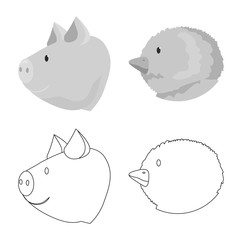 Isolated object of agriculture and breeding sign. Set of agriculture and organic stock vector illustration.