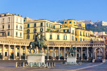 View of Monument to Charles VII of Naples in Naples, Italy