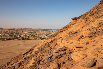 View towards the city of Karima from Jebel Barkal in Sudan