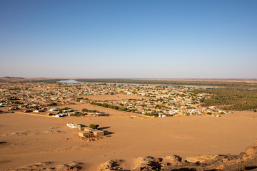 Fototapeta na wymiar View towards the city of Karima from Jebel Barkal in Sudan