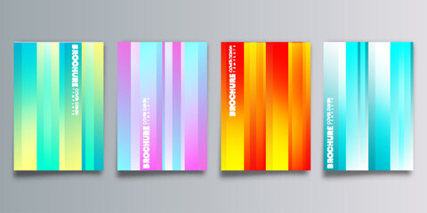 Set of colorful gradient cover with stripes design for flyer, poster, brochure template, typography or other printing products