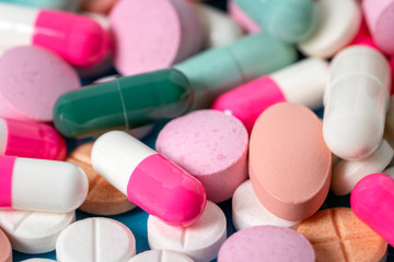 Obraz na płótnie Canvas Close up of colourful pills and capsules
