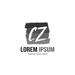 Initial CZ logo template with modern frame. Minimalist CZ letter logo vector illustration