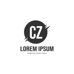 Initial CZ logo template with modern frame. Minimalist CZ letter logo vector illustration