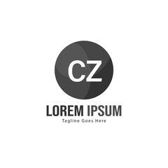 Initial CZ logo template with modern frame. Minimalist CZ letter logo vector illustration