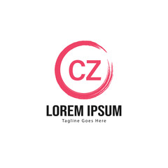 Fototapeta Initial CZ logo template with modern frame. Minimalist CZ letter logo vector illustration obraz