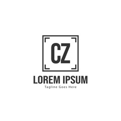 Initial CZ logo template with modern frame. Minimalist CZ letter logo vector illustration