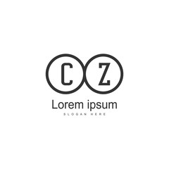 Initial CZ logo template with modern frame. Minimalist CZ letter logo vector illustration