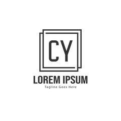 Initial CY logo template with modern frame. Minimalist CY letter logo vector illustration