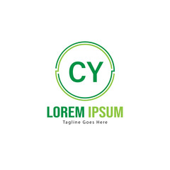 Initial CY logo template with modern frame. Minimalist CY letter logo vector illustration