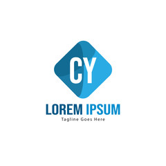 Initial CY logo template with modern frame. Minimalist CY letter logo vector illustration