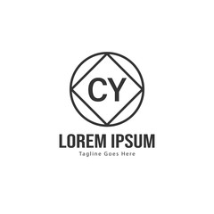 Initial CY logo template with modern frame. Minimalist CY letter logo vector illustration