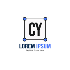 Initial CY logo template with modern frame. Minimalist CY letter logo vector illustration