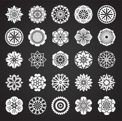 Flower pattern icons set on background for graphic and web design. Simple illustration. Internet concept symbol for website button or mobile app.