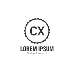 Initial CX logo template with modern frame. Minimalist CX letter logo vector illustration