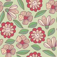 Seamless floral pattern. Vector hand-drawn illustration.