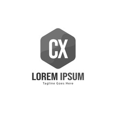 Initial CX logo template with modern frame. Minimalist CX letter logo vector illustration