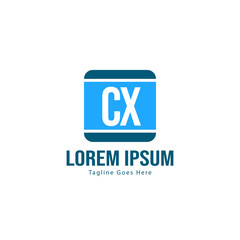 Initial CX logo template with modern frame. Minimalist CX letter logo vector illustration