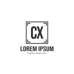 Initial CX logo template with modern frame. Minimalist CX letter logo vector illustration