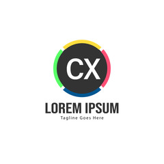 Initial CX logo template with modern frame. Minimalist CX letter logo vector illustration
