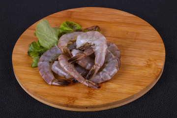Raw king prawns ready for cooking
