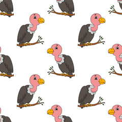 Colored seamless pattern with cute cartoon character. Simple flat vector illustration isolated on white background. Design wallpaper, fabric, wrapping paper, covers, websites.