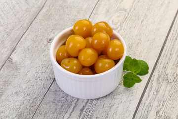 Yellow ripe cherry dessert