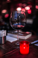 wine glass served on dining table with valentines day romantic