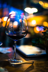 wine glass served on dining table with valentines day romantic
