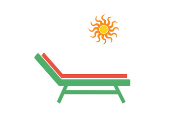 sun and deckchair icon isolated on with background