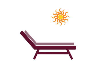 sun and deckchair icon isolated on with background
