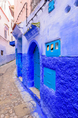 Sightseeing of Morocco. Beautiful blue medina of Chefchaouen town in Morocco