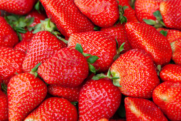 Red ripe, appetizing strawberry closeup as background.